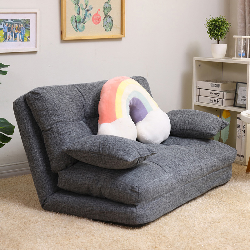 Korean-style Removable and Washable Lazy Sofa Bedroom Balcony Sofa Bed Creative Cotton and Linen Fabric Folding Sofa Tatami