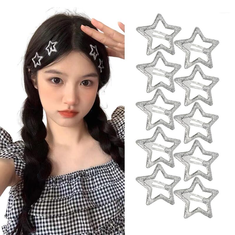 Amazon's Popular Silver Glitter Star Clip, Ins-Style Fine Glitter Bb Clip, Side Hair Clip, Five-Pointed Star Hair Clip, Y2K Amazon's Popular Silver Glitter Star Clip, Ins-Style Fine Glitter Bb Clip, Side Hair Clip, Five-Pointed Star Hair Clip, Y2K