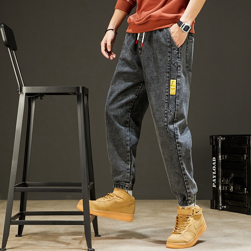 Casual denim trousers men's 2021 spring...