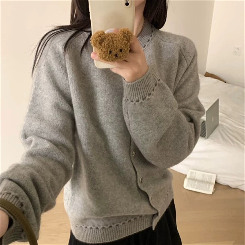 2025秋冬新款韩系针织开衫女宽松百搭减龄显瘦优质软糯毛衣女外套|undefined