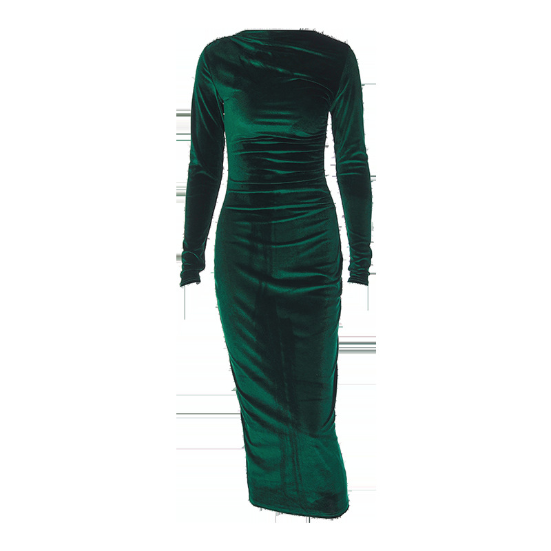 462g Weight Midi Dress Dress Length Type Long Sleeve Sleeve Length Velvet Dress Dresses Type Spandex, Polyester Fabric Type Mid Waist Waist Line Banquet, Evening Party Occasion Round Neck Neckline Slim Fit Type Solid Color Pattern Spring Season Women's Gender Elegant Style Wholesale Women's Elegant Solid Color Banquet Evening Party Round Neck Long Sleeve Velvet Dress 21