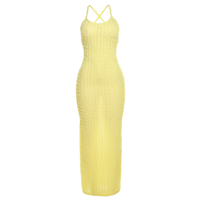 Slim Fit Type Solid Color Pattern Summer Season Wholesale Women'S Simple Style Backless Solid Color Daily U Neck Sleeveless Sheath Dress
