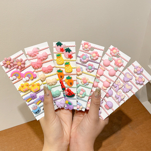 Colorful Children's Thumb Headband Hair Ties for Girls, Babies, High Elasticity Hair Ties, Cute Rubber Bands for Hair, Wholesale