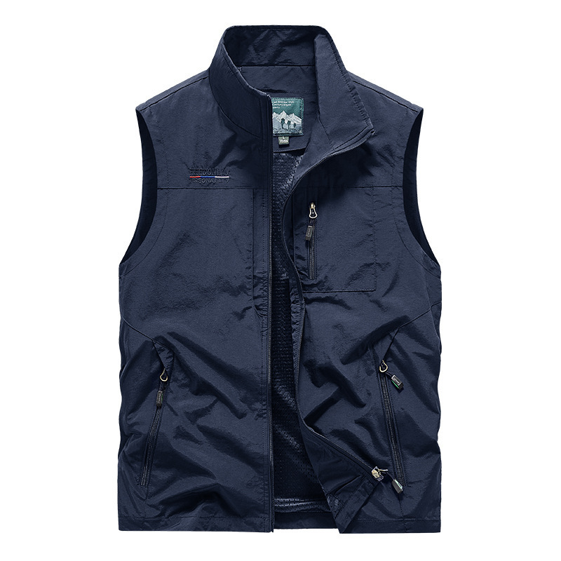 夏新 2025 秋スポーツ紳士服カーディガン屋外スタンドカラースーツベストメンズカジュアルベスト|undefined