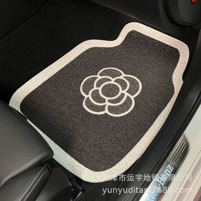 Light Luxury Camellia Silk Loop Universal Car Floor Mats, Anti-Dirt and Dirt-Resistant Car Floor Mats (Universal Foot Pad) - camellia-front-row-foot-mat-single