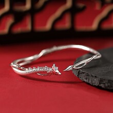 灵龙手镯女款国潮小众设计复古本命年生肖龙形高级感纹理开口手环