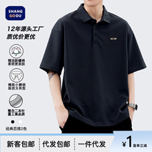 尚谷男装 日系青年复古创刺绣polo衫男士翻领短袖上衣夏季新款