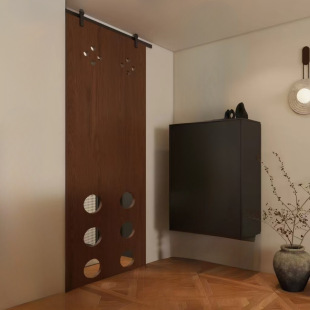 Walnut Color Antique Cave Barn Door sliding door kitchen bathroom sliding door study cloakroom barn door