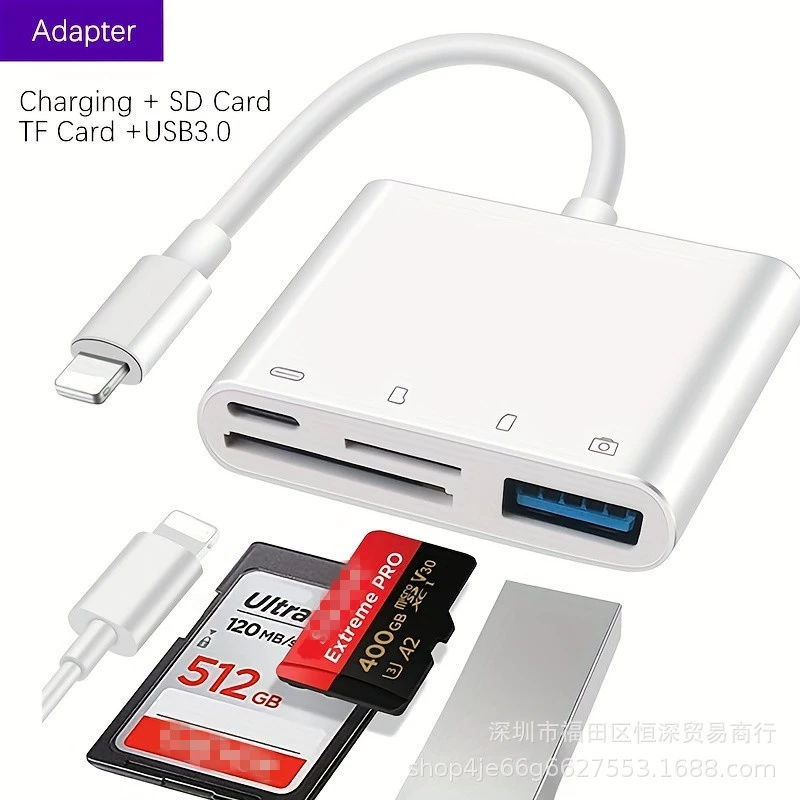 Подключение к Apple Card Reader: линия конвертер Lightning в USB, конвертер SD-карты Sidal OTG набор
