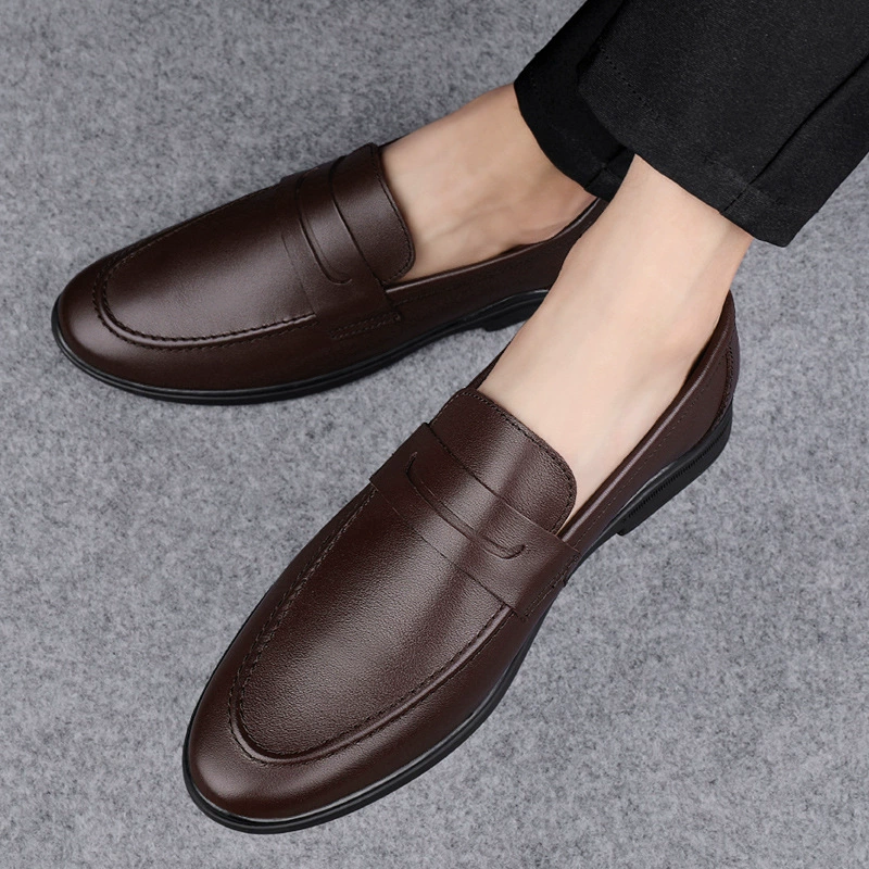 Summer shoes for leather shoes, casual footwear, set English style, soft sole
