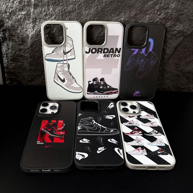 Jordan Aj Sneakers Collaboration 17 Phone Case for iPhone 15 Suitable for Apple 16 Pro Max Protective Cover Skin-Like Black