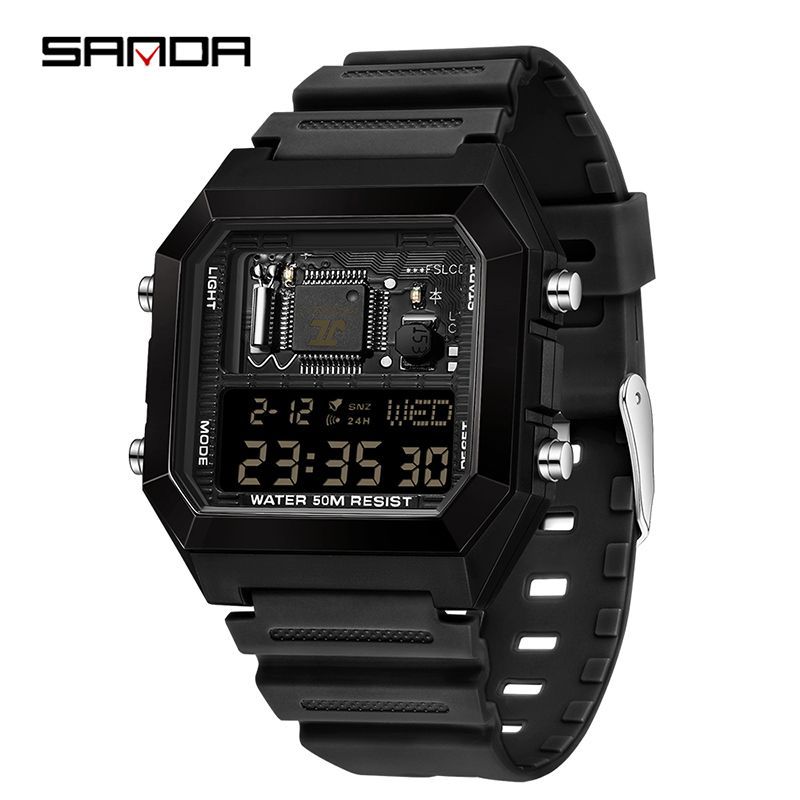 sanda sanda moda cuadrada impermeable reloj electrónico multifuncional reloj deportivo para estudiantes reloj despertador reloj electrónico