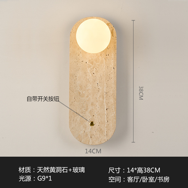 Residencias pasillo lámpara de pared faro de lámpara de pared redonda ovalada dormitorio de fondo de piedra de la villa amarilla cabecera de cama japonesa