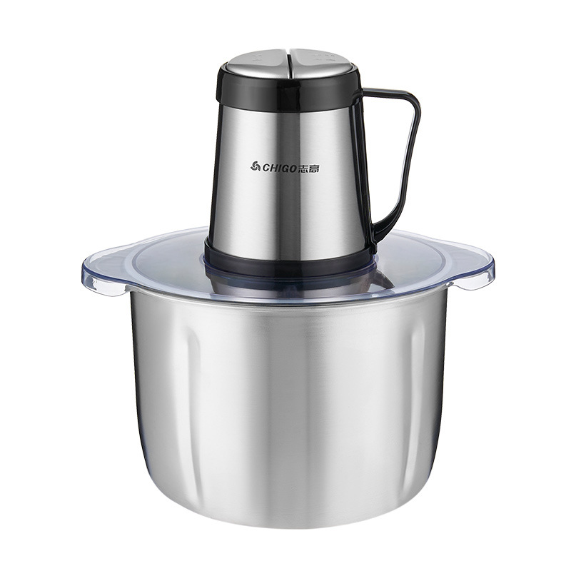 Zhigao carne picadora 4L de gran capacidad multifunción hogar eléctrico agitación acero inoxidable picada carne vegetal comercial picada pimienta