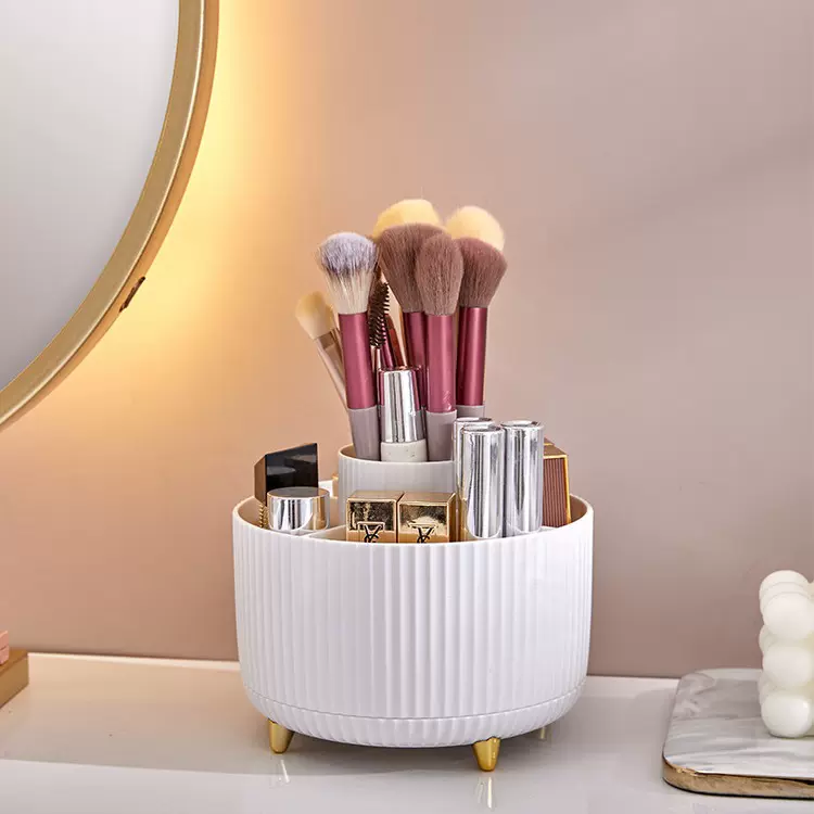跃豪桌面旋转化妆刷收纳筒口红盒家用客厅置物架笔筒化妆品收纳盒