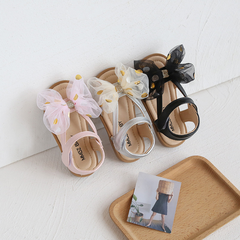 Korean version of big bow little girl sweet flowers, children's shoes, beach vacation sandals, 2021 summer_voghion.com