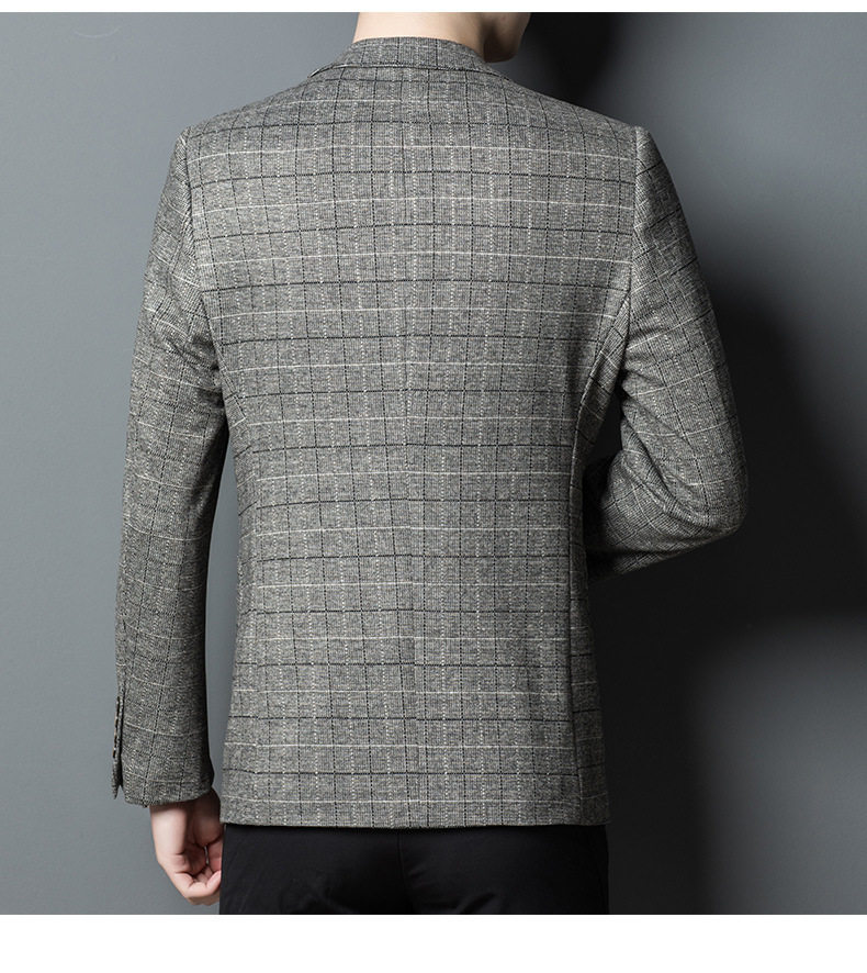 Áo vest nam họa tiết kẻ caro phong cách Hàn Quốc, dáng ôm co giãn, mặc thường ngày — Caro xám nhạt chi tiết 13