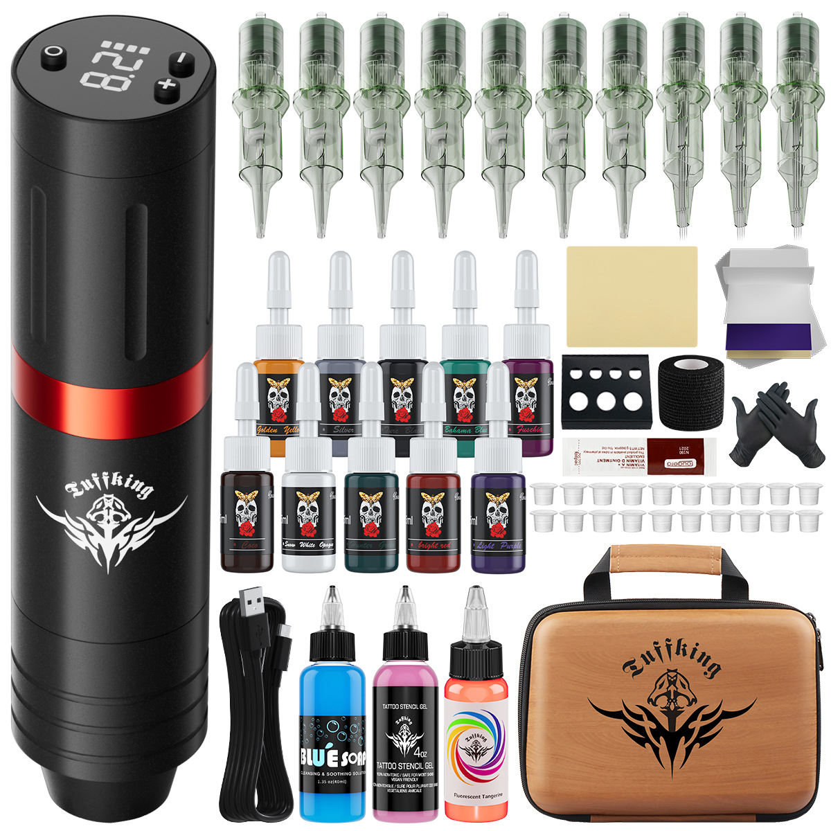 Amazon transfronterizo pluma de tatuaje especial conjunto de máquina de tatuaje todo en uno máquina de motor todo en uno equipo de tatuaje de tinta de aguja