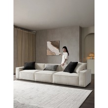 现代简约布艺豆腐块沙发羽绒直排小户型客厅高档家用天然棉麻沙发