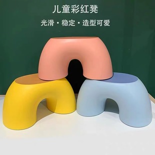 (Free Shipping) Children's Non-slip Thickened Rainbow Stool Plastic Small Bench Household Small Bench Baby Shoe Changing Stool