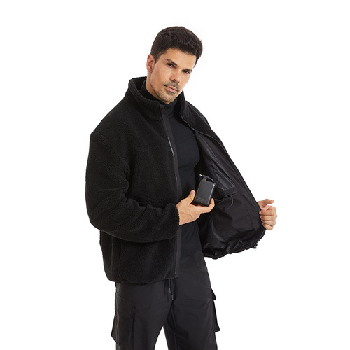 Exclusive Plush Fleece Heated Jacket with Collar, Four-Zone Heating Winter Warmth-Proof Cold-Proof Electric Heated Jacket