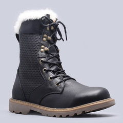 100% Wool Lined Full Grain Calfskin Leather Men's Cotton Boots Large Size Cross-Border International Trade Winter Warm Genuine Leather Men's Boots