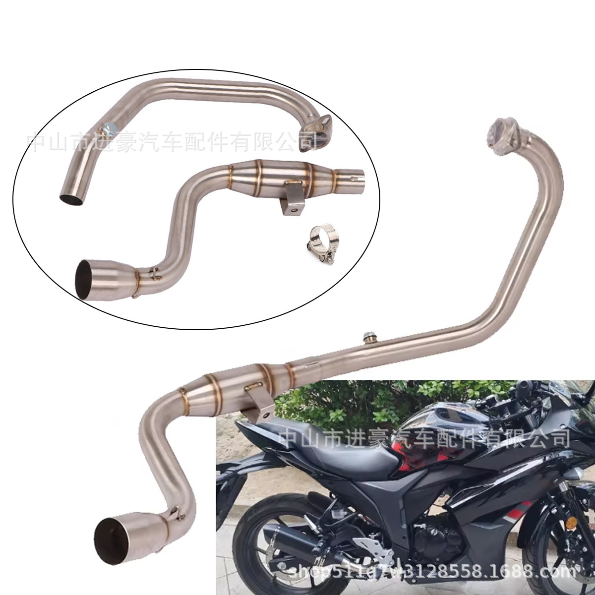 Suitable for Motorcycle Exhaust Pipe Modification Gixxer-155 Geek Sa 155 Front Section Stainless Steel Factory Direct Sales