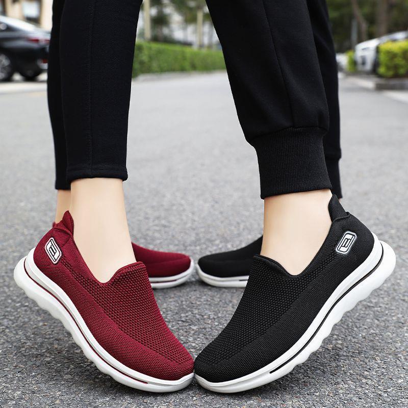 Comfortable Shoes for the Elderly, Autumn Soft-Soled Non-Slip Walking Shoes for Middle-Aged and Elderly People, Mesh Sports Shoes, Slip-On Casual Shoes for Men and Women
