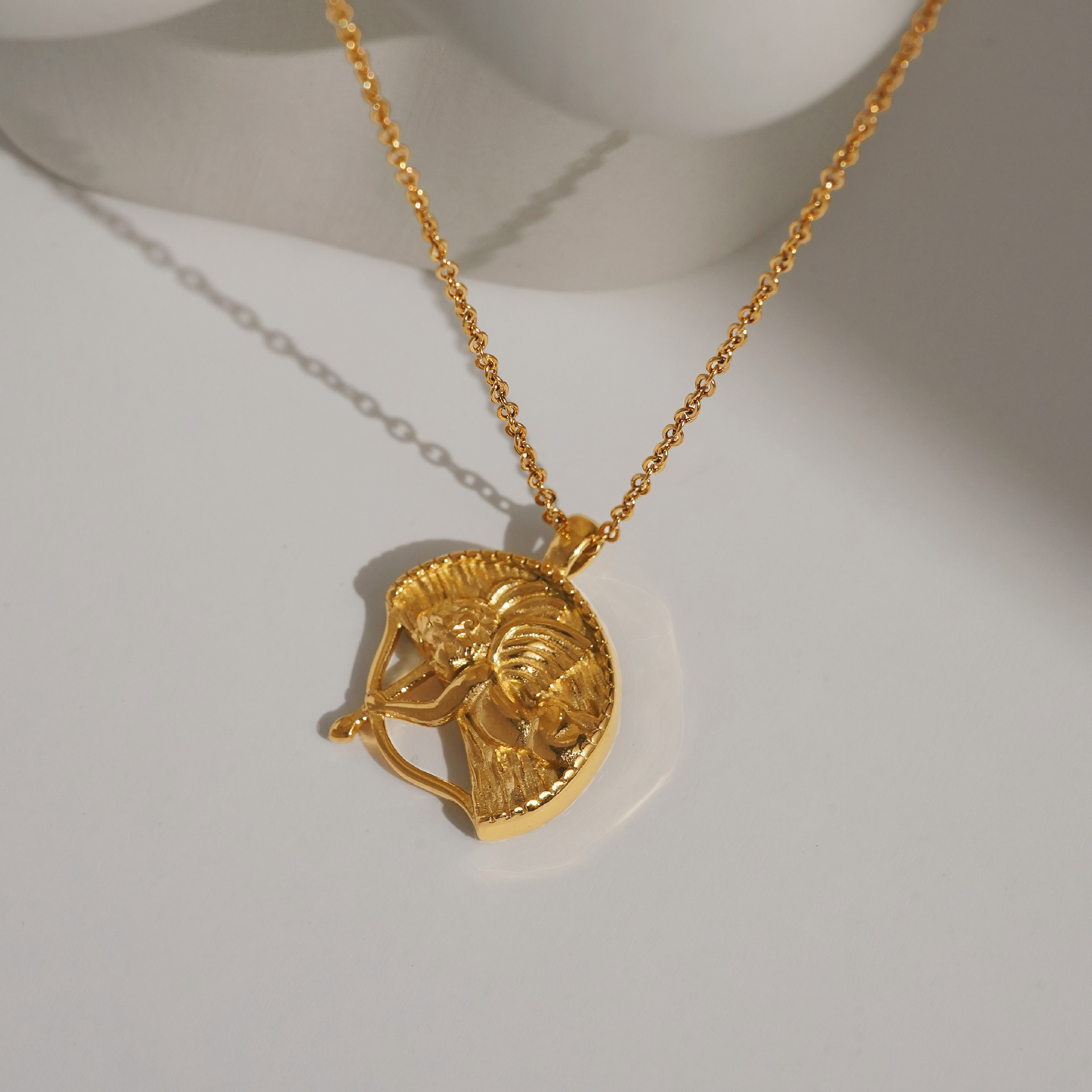 1 Piece Quantity Holiday, Party Occasion Wholesale Jewelry Retro Angel Titanium Steel Plating Pendant Necklace