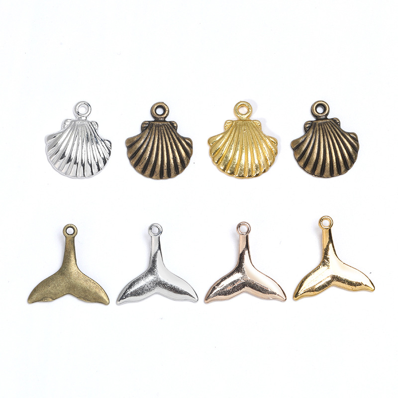 Wholesale DIY vintage alloy ocean shell whale tail pendant necklace handicraft making A800491