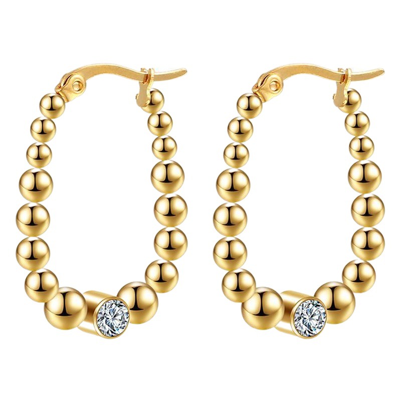 Pendientes de bola de acero inoxidable de moda europea y americana pendientes de bola de acero inoxidable retro de mujer de moda simple de acero de titanio de 18K pendientes