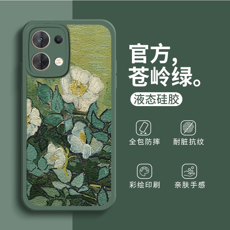 Mobile phone case for opporeno10 reno10pro new oil painting style reno9/8 silicone pro + protective cover