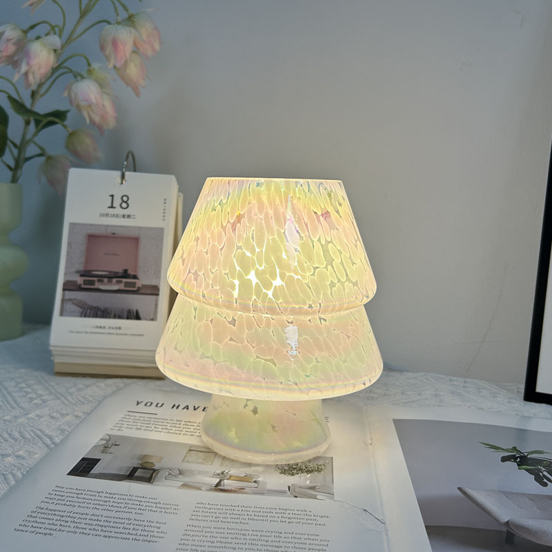 Ins vidrio árbol de Navidad lámpara de escritorio decoración americana dormitorio cabecera lámpara de atmósfera colorida lámpara USB temporización de atenuación
