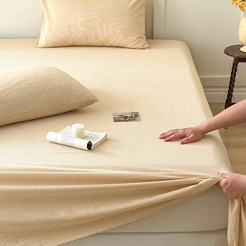 Sábanas de algodón lavado de algodón de estilo japonés, dormitorio de estudiantes de una sola pieza, 100 sábanas dobles individuales de algodón puro, sábana individual, juego de tres piezas 3