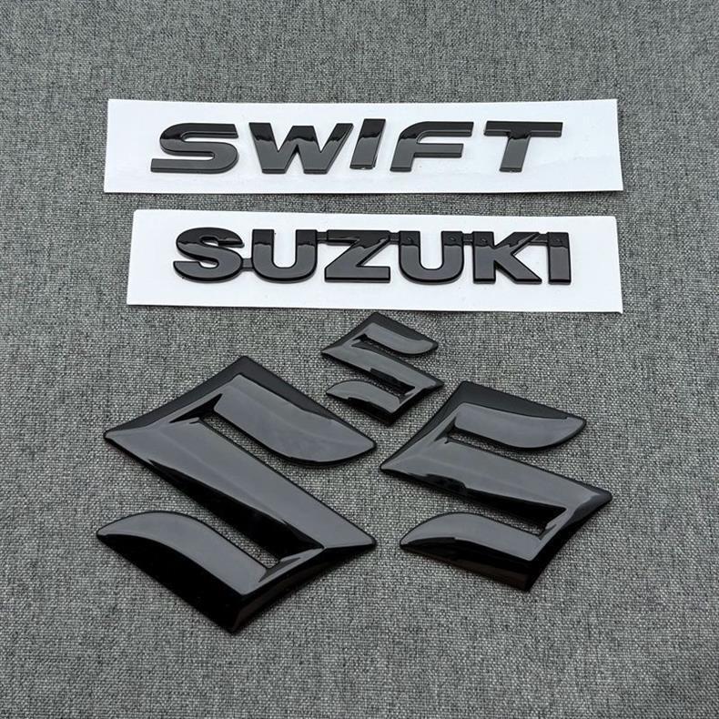Suitable for Suzuki Swift Modification, Black Warrior Front and Rear Car Logos, Rear Trunk Logo Sticker, Front Grille Logo, Rear Logo