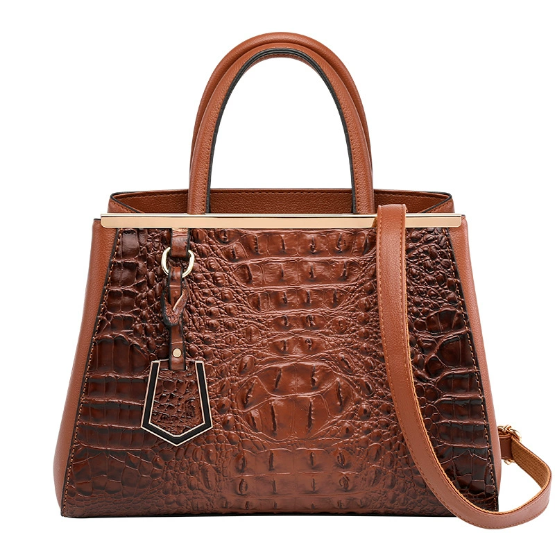 (Cross-border trading), universal capacious fashionable one-shoulder bag, bag strap, European style, crocodile print, simple and elegant design