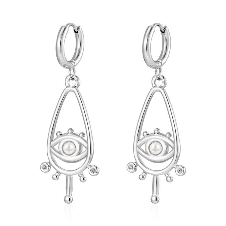 Pendientes colgantes de moda transfronteriza europea y americana, aretes redondos de acero inoxidable de todo fósforo, pendientes simples para mujer de 18K chapados al por mayor