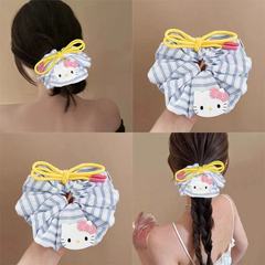 韓国 KT 猫リボンヘアロープさわやかなブルーストライプ大ヘアリングヘッドロープボールヘアバンド