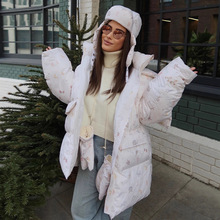 跨境亚马逊美式女装2025冬季新款小个子花朵超大泡泡袖女外套百搭