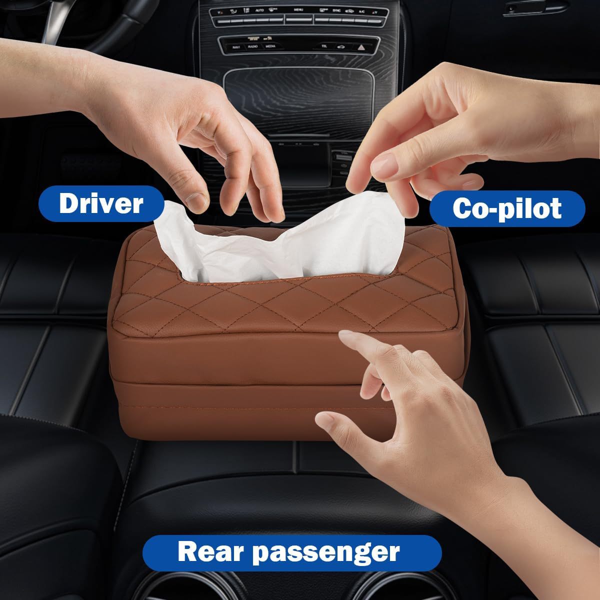 New Car-Mounted Leather Tissue Box, Hanging Sun Visor Seat Back Tissue Box, Leather Tissue Box