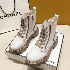 Women's Martin Boots 2023 New Autumn Single Boots Winter Fleece Lined Cotton Boots British Style Thick Heel Slim Fit Large Size Short Boots