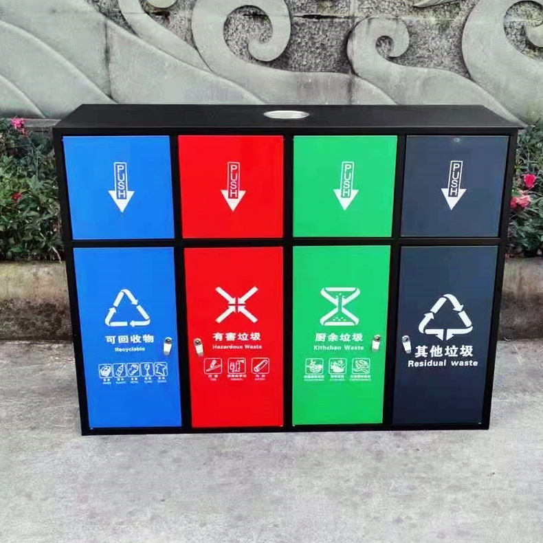 Customized stainless steel trash can outdoor four classification stainless steel trash can Residential Community outdoor classification trash can