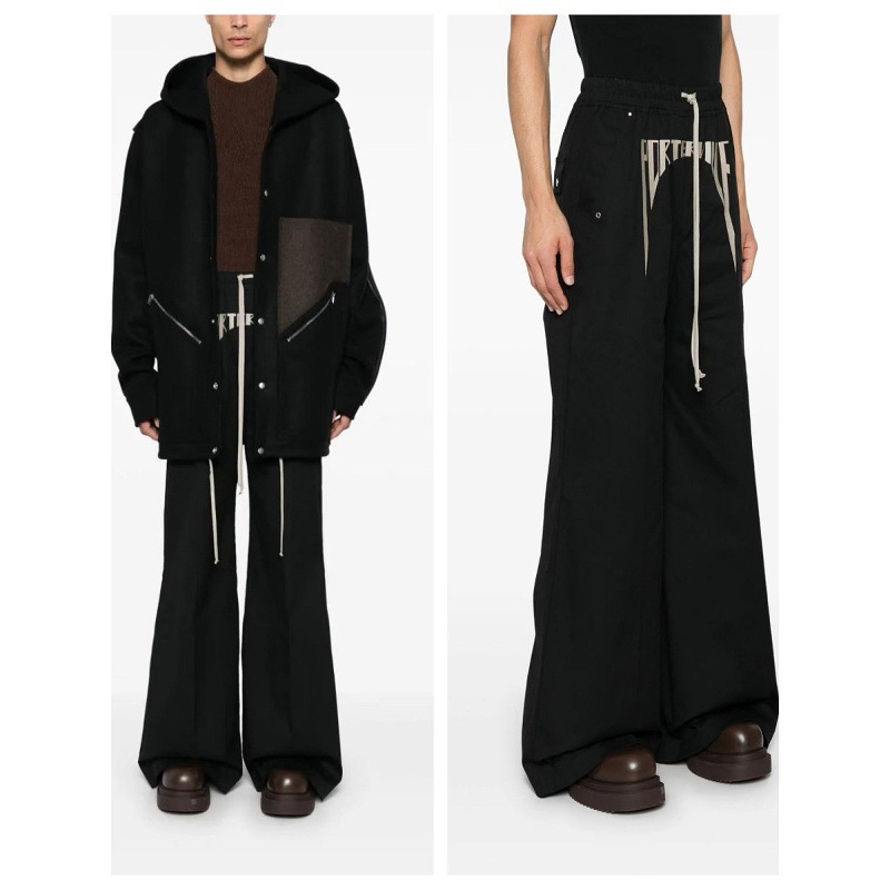 Dark Slogan Embroidered Silk Twill Wide Leg Straight Leg Loose Trousers mid Waist Long Pants Non-Stretch Care_mkmklike.com