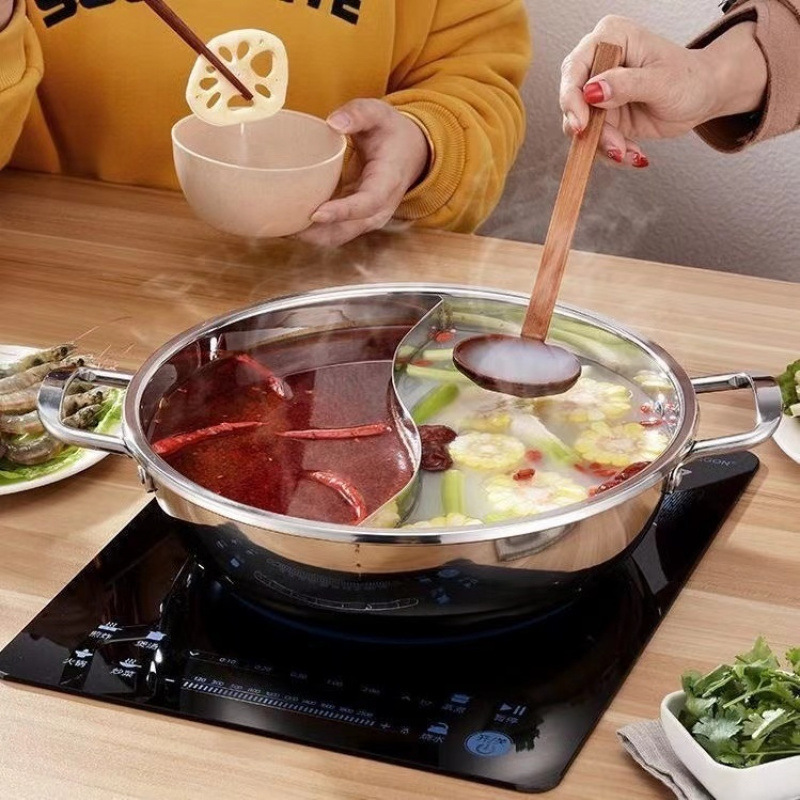 鸳鸯锅火锅盆带盖加厚鸳鸯家用不锈钢锅电磁炉明火专用|undefined
