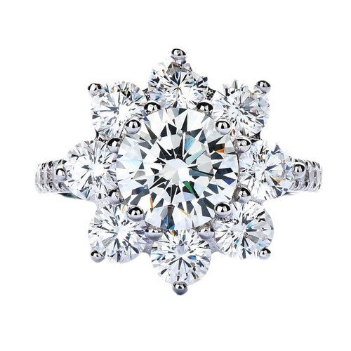 Live broadcast HW small crowd full diamond flower sunflower necklace female internet celebrity same style ring imitation zircon simple earrings set 