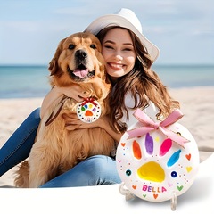 国境を越えた売れ筋の猫と犬の足跡愛好家ギフト DIY カラフルなペットの足跡泥記念品セット卸売