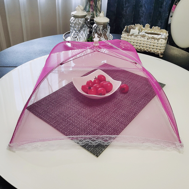 可折叠蕾丝花边菜罩子防蝇罩方形食物罩家用厨房伞罩饭菜罩
