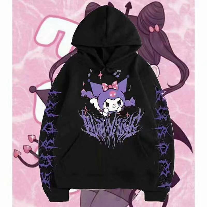 Kuromi Sweater Hooded Cotton Sweatshirt Anime Cartoon Kuromi Jk Coat Student Girlfriend Loose