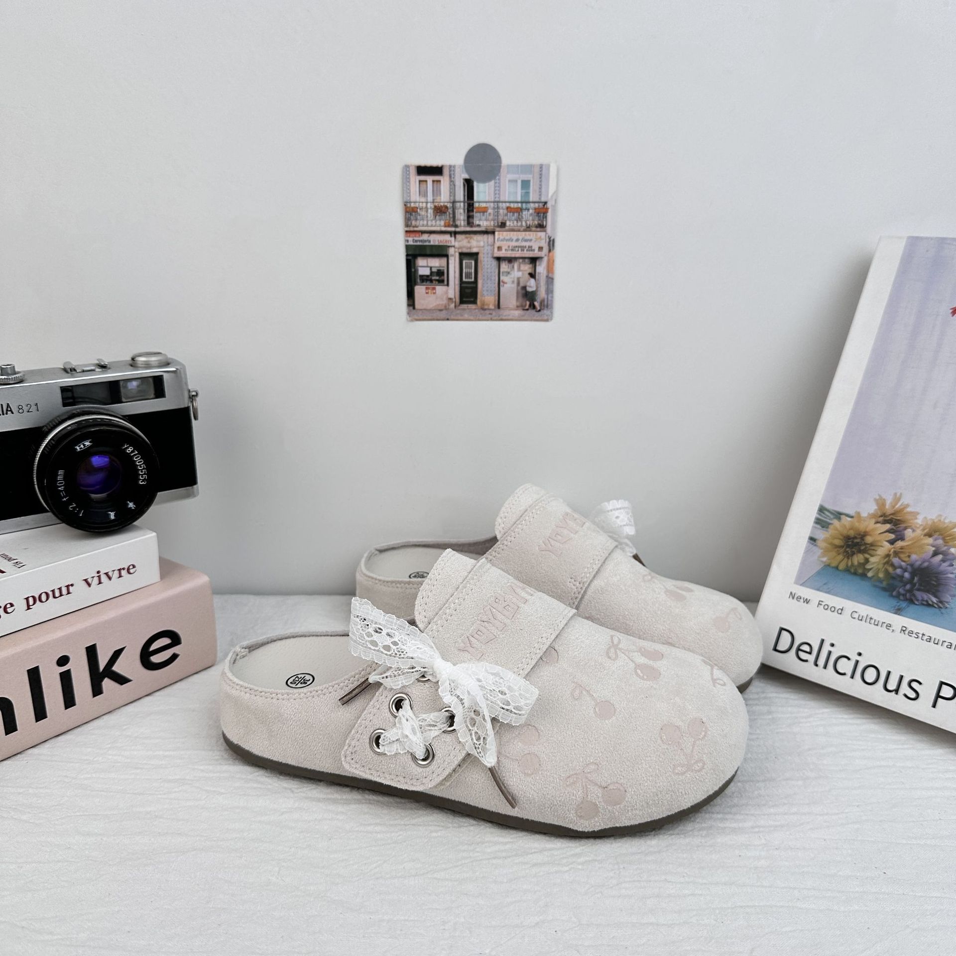 Far Wave Boken Shoes Baotou Semi-pantuflas para mujer 2025 verano nuevo estilo todo-fósforo ligero de un pie zapatos perezosos en nombre del cabello