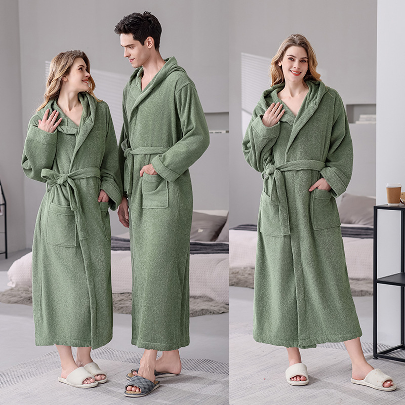 Cotton bathrobe hotel adult towel material hooded nightgown cotton couples spring and autumn long bathrobe logo wholesale Cotton bathrobe hotel adult towel material hooded nightgown cotton couples spring and autumn long bathrobe logo wholesale